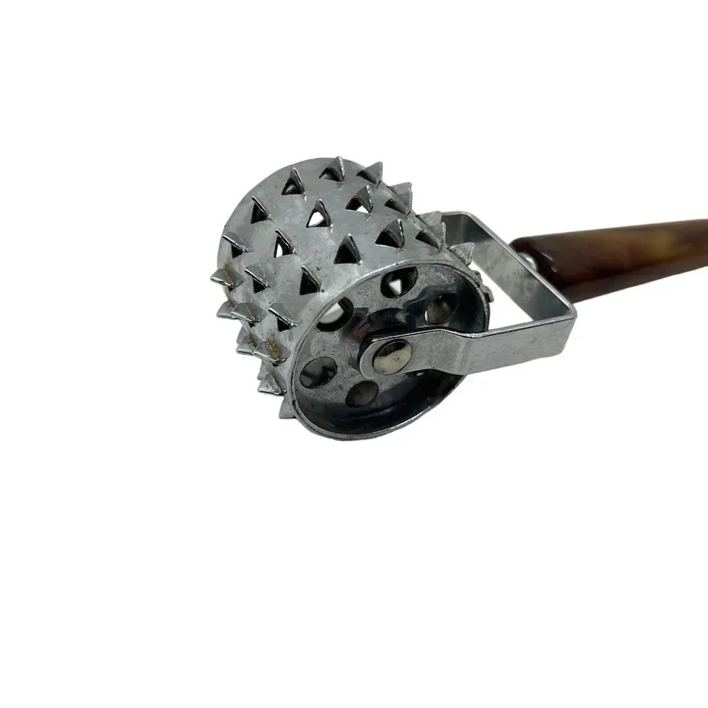 Dough Hole Roller Meat Tenderizer Butterscotch Bakelite Handle VTG Pat 3138823